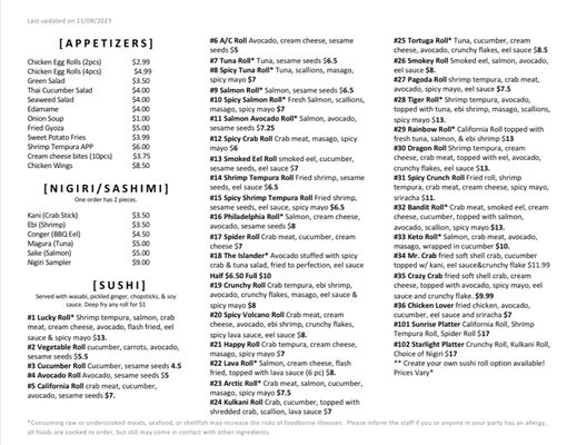 Menu photo 1 Lucky Samurai Gastonia, NC