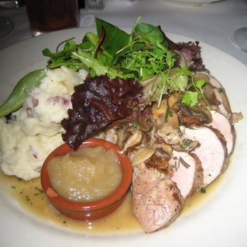 Bacaro - Wood-Grilled Pork Tenderloin with Wild Mushrooms and Fresh Rosemary, homemade apple sauce, mashed potatoes - Wine Bars Near Me - Providence, Rhode Island
