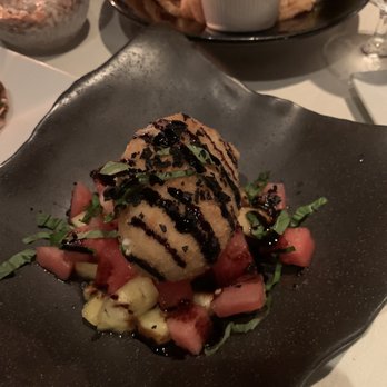Legends Restaurant - Fried burrata with watermelon and pineapple - Sports Bars Near Me - New Suffolk, New York