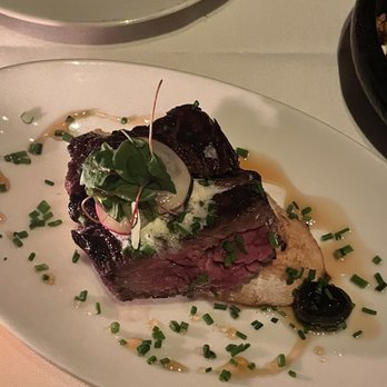 Yvonne's - Bavette Steak "Mirabeau" Plate - New American Near Me - Boston, Massachusetts Yvonne's - Bavette Steak "Mirabeau" Plate - New American Near Me - Boston, Massachusetts