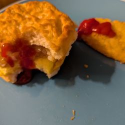 McDonald's - Egg & Cheese with Texas Pete and Hash Brown with ketchup.