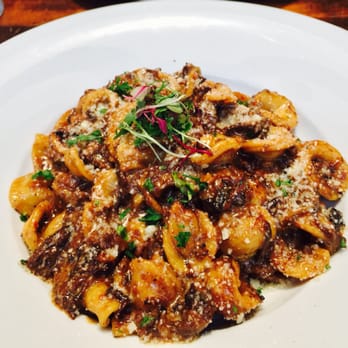FINKA Table & Tap - Orecchiette Pasta Pulled Oxtail, Roasted Pepper, Truffle Oil (DELICIOUS) - Asian Fusion Near Me - Miami, Florida FINKA Table & Tap - Orecchiette Pasta Pulled Oxtail, Roasted Pepper, Truffle Oil (DELICIOUS) - Asian Fusion Near Me - Miami, Florida