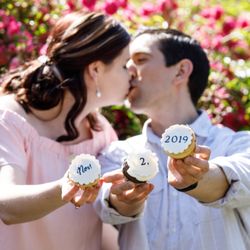 Desserts First - Custom engagement photo cupcakes for a save the date card.