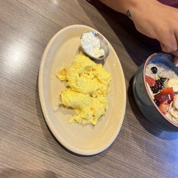 Snooze, an A.M. Eatery - A couple of scrambled eggs with goat cheese. - Breakfast & Brunch Near Me - Addison, Texas