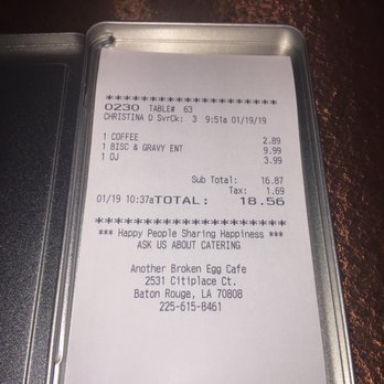 Another Broken Egg Cafe - The bill - American Near Me - Baton Rouge, Louisiana