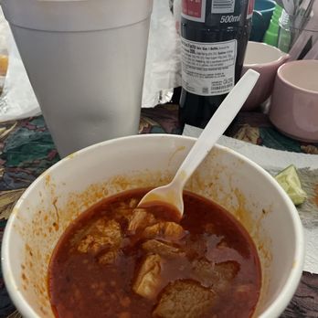 La Cocina De Caro - Menudo with a bottle coke - Mexican Near Me - Lillian, Texas La Cocina De Caro - Menudo with a bottle coke - Mexican Near Me - Lillian, Texas