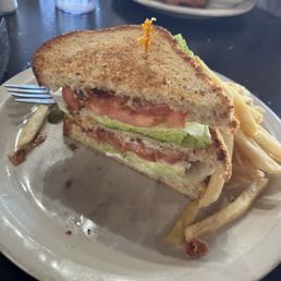 Double-decker BLT with french fries
