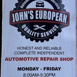 Exterior outside entrance of John's European Auto Service - Dublin, California Exterior outside entrance of John's European Auto Service - Dublin, California