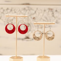 DD Logowear - Wood engraved earrings. nickel-free.