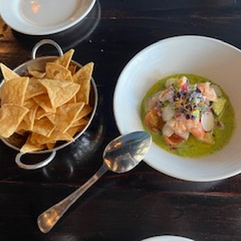 Malama Pono Restaurant - Yuzu aguachile with house made tortilla chips - Seafood Near Me - Los Angeles, California