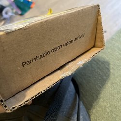 Open box on arrival. Maybe try using tape over the edges of the box Cheryl!