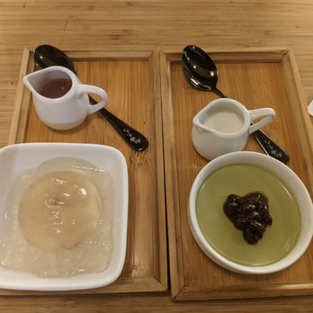 Kyuramen - Flushing - Japanese Cherry Blossom Jelly and Matcha Pudding with Red Bean - Ramen Near Me - Flushing, New York