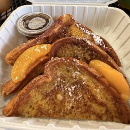 Peach cobbler French toast. Peach cobbler French toast.