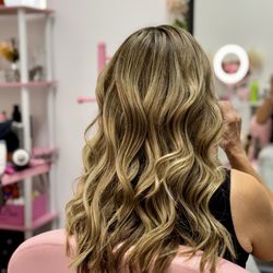 Exotic Beauty Bar - Partial highlights, toner, and blow out with beach waves