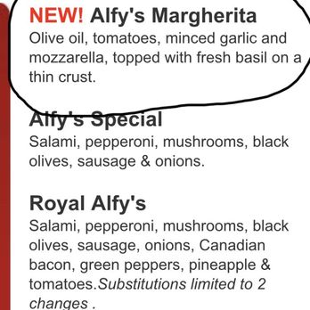 Alfy's Pizza - What is this?  Tomato's?  Fresh basil?  Large but the size of a medium? - Pizza Near Me - Granite Falls, Washington