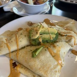 Throwback crepe and side of fruit Throwback crepe and side of fruit