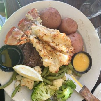 Island Fish - Filet and lobster tail with hollandaise sauce and clarified butter - Seafood Near Me - Marathon, Florida