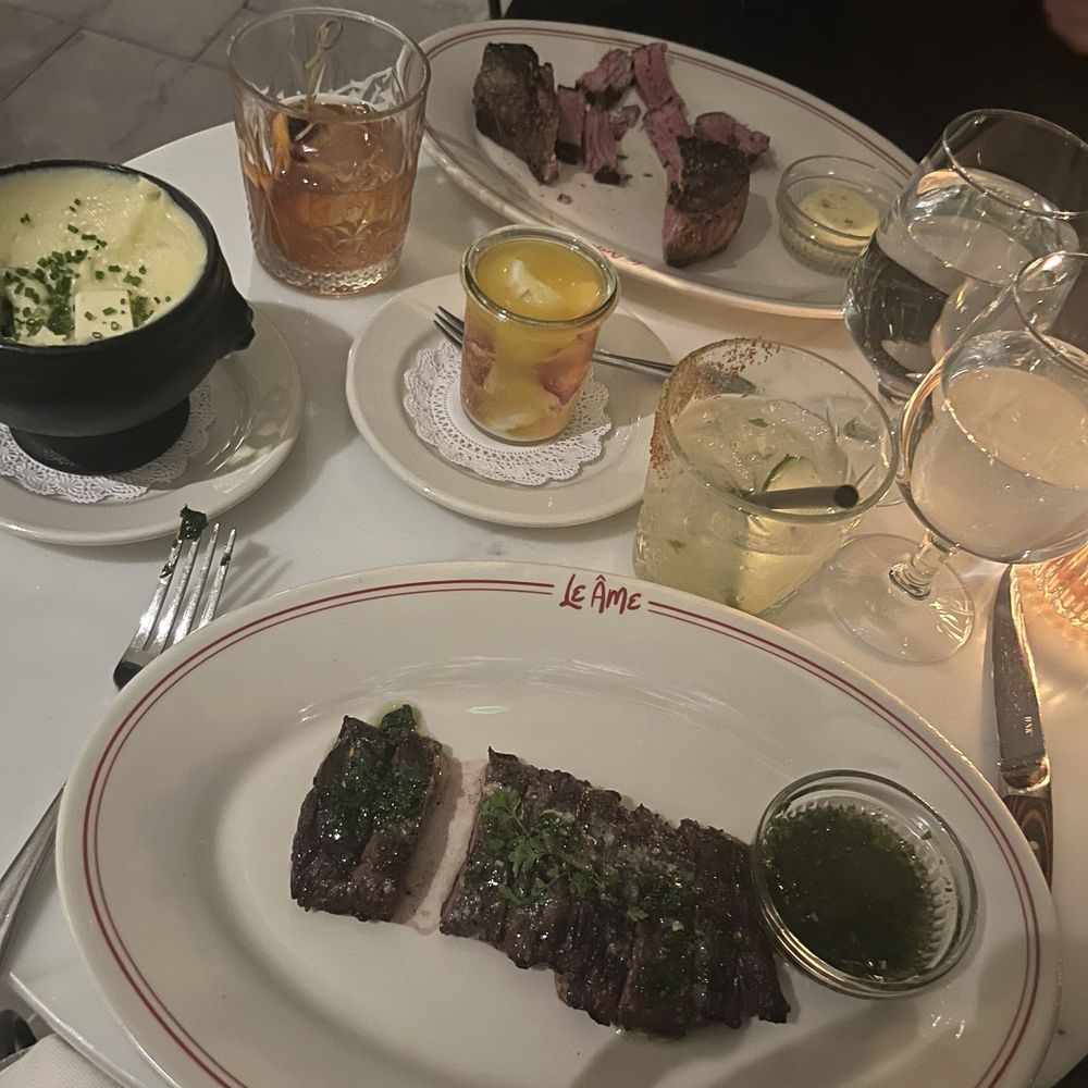 Le Ame - Flat iron with chimichurri sauce, mash potatoes, and butter poached lobster. - Steakhouses Near Me - Phoenix, Arizona Le Ame - Flat iron with chimichurri sauce, mash potatoes, and butter poached lobster. - Steakhouses Near Me - Phoenix, Arizona