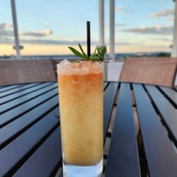 The Club - Mai Love - rum, pandan liqueur, lime, orgeat, pineapple, angostura bitters, and black mint