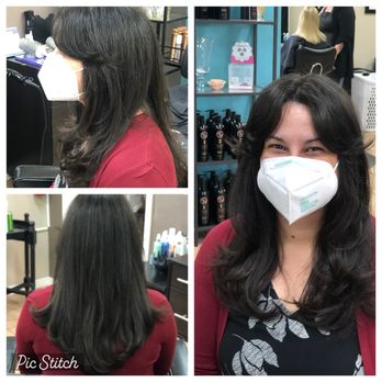 Urban Hair Studio - Long layered haircut for her long, thick hair. Giving her some curtain bangs to create some interest towards the face. - Hair Salons Near Me - Lady Lake, Florida Urban Hair Studio - Long layered haircut for her long, thick hair. Giving her some curtain bangs to create some interest towards the face. - Hair Salons Near Me - Lady Lake, Florida