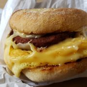 Photo of HipCityVeg - Philadelphia, PA, United States. Sunnyside sausage, egg and cheese ($6). Bland, but a near-perfect replica of McDonald's.