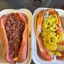 Chicago dog and bacon dog Chicago dog and bacon dog