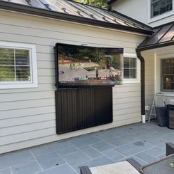 Tha Tv Dude Tv Mounting Service - 75 inch Samsung outdoor TV in a storm Shelll