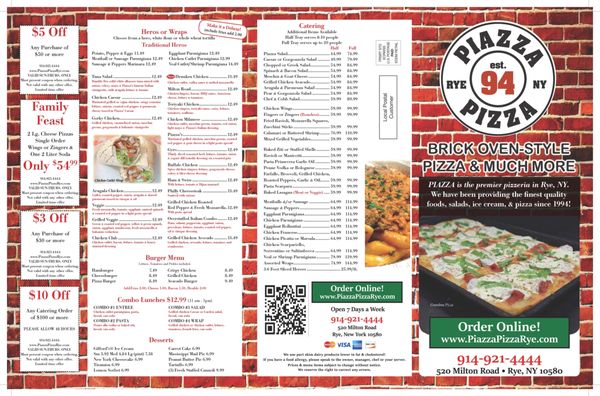 Menu photo 2 Piazza Pizza Rye, NY