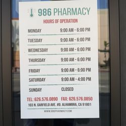 Main Pharmacy - Business hours