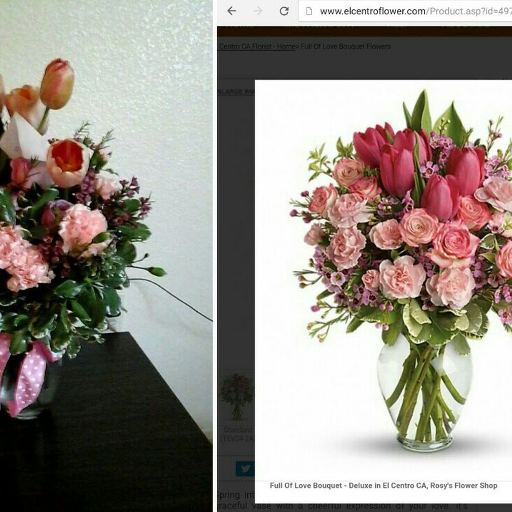 Rosy's Flower Shop - $60-something dollars for the arrangement on the left. - Florists Near Me - El Centro, California Rosy's Flower Shop - $60-something dollars for the arrangement on the left. - Florists Near Me - El Centro, California