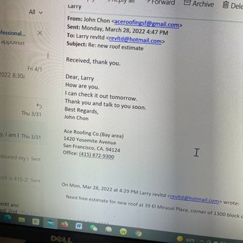 Ace Roofing - That what he stated to check my roof - Roofing Near Me - San Francisco, California Ace Roofing - That what he stated to check my roof - Roofing Near Me - San Francisco, California