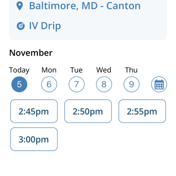 Restore Hyper Wellness - Schedule wide open ; I booked at 2:30 - IV Hydration Near Me - Baltimore, Maryland Restore Hyper Wellness - Schedule wide open ; I booked at 2:30 - IV Hydration Near Me - Baltimore, Maryland