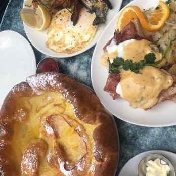 Plums Cafe - Skillet Roasted Alaskan Halibut, Dutch Baby, Eggs Benedict - Breakfast & Brunch Near Me - Costa Mesa, California
