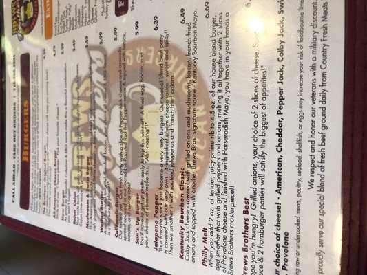 Menu photo 8 Brews Brothers Pub Weston, WI