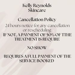 Kelly Reynolds Skincare - KR policy.