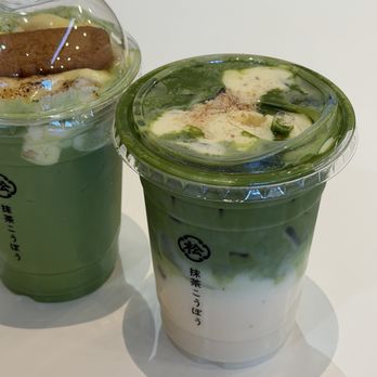 Matsu Matcha - Left: Iced Matcha Latte w/ Biscoff cookie Right: Banana Pudding Matcha Einspanner - Desserts Near Me - Pleasanton, California Matsu Matcha - Left: Iced Matcha Latte w/ Biscoff cookie Right: Banana Pudding Matcha Einspanner - Desserts Near Me - Pleasanton, California