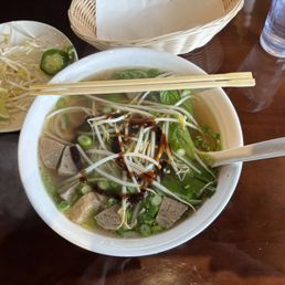 Pho with beef meatballs. Very good. Pho with beef meatballs. Very good.
