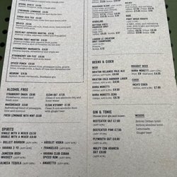 Giraffe - Drink menu