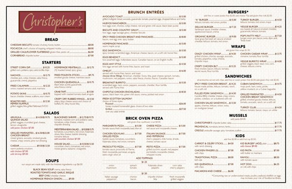 Menu photo 4 Christopher's a Neighborhood Place Wayne, PA