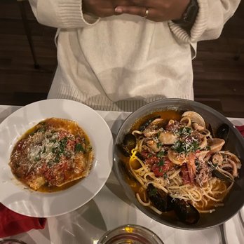 Massimo Restaurant - Burrata Ravioli and linguine ai Frutti di Mare - Italian Near Me - Providence, Rhode Island