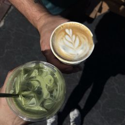 Iced Matcha, and Vanilla cappuccino