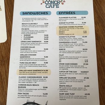Conch Cafe - Menu - Seafood Near Me - Garden City, South Carolina Conch Cafe - Menu - Seafood Near Me - Garden City, South Carolina