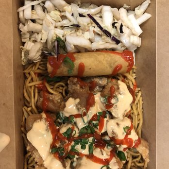 Moyzilla - Fried chicken w/ noodles and slaw. Sriracha is available to add to your liking. - Food Trucks Near Me