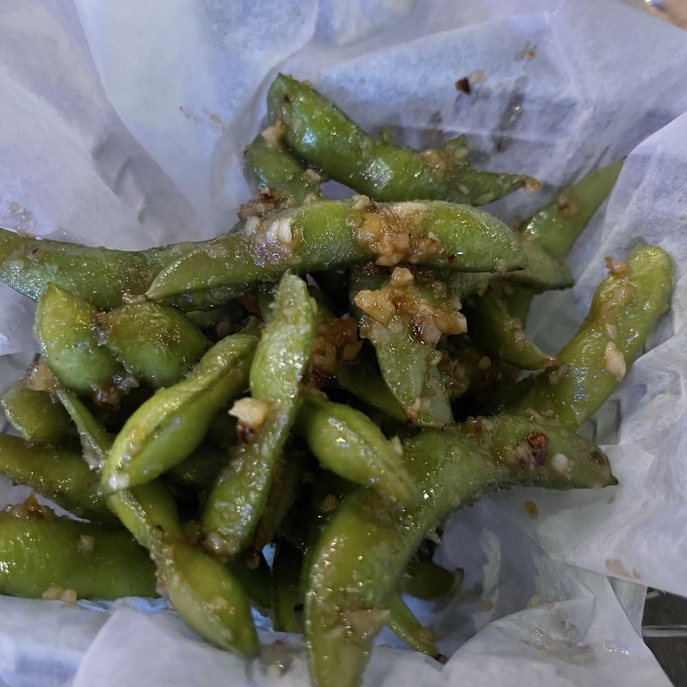 Urban Pocha - Garlic Edamame 1/5 weird sweet garlic flavor - Korean Near Me - Pasadena, California Urban Pocha - Garlic Edamame 1/5 weird sweet garlic flavor - Korean Near Me - Pasadena, California