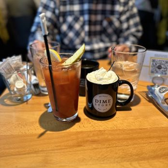 Dime Store - Bloody Mary with a pickle! And Irish coffee - Breakfast & Brunch Near Me - Detroit, Michigan