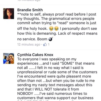 Cakes by Cynthia - Her reply after receive some negative feedback about the original post. - Cupcakes Near Me - Arbutus, Maryland