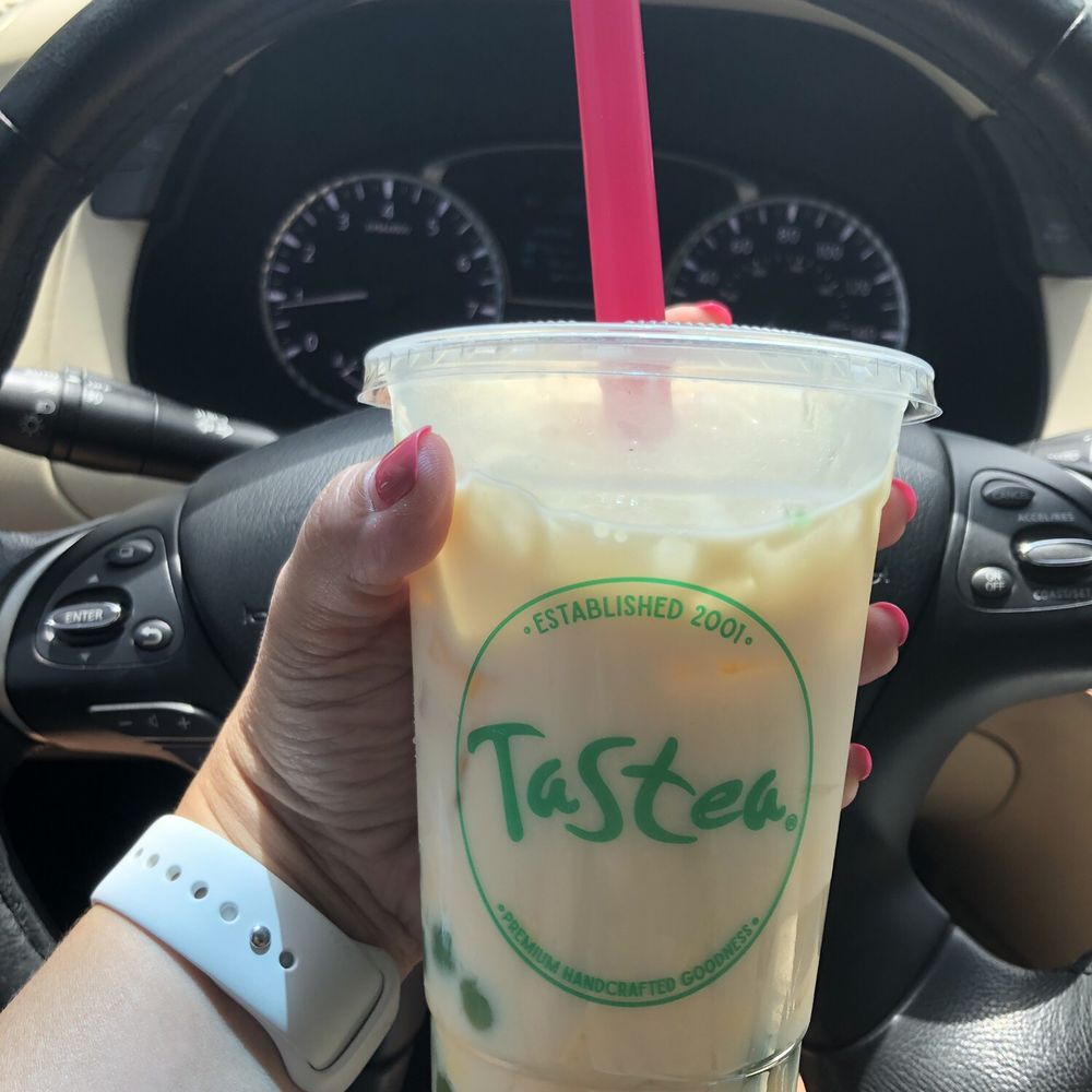 Tastea - Jasmine Milk Tea with green tea boba & pudding boba Delish! - Bubble Tea Near Me - Riverside, California Tastea - Jasmine Milk Tea with green tea boba & pudding boba Delish! - Bubble Tea Near Me - Riverside, California