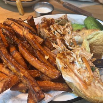 Black Tap - CRISPY CHICKEN SANDWICH and SWEET POTATO FRIES - Burgers Near Me - Nashville, Tennessee Black Tap - CRISPY CHICKEN SANDWICH and SWEET POTATO FRIES - Burgers Near Me - Nashville, Tennessee