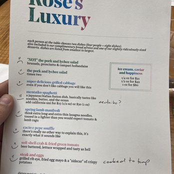 Rose's Luxury - Personalized menu for yours truly since I'm pregnant - New American Near Me - Washington, DC, District of Columbia Rose's Luxury - Personalized menu for yours truly since I'm pregnant - New American Near Me - Washington, DC, District of Columbia