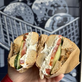 Boichik Bagels - Everything Bagel with Chive Cream Cheese, Tomato, Cucumber - Bagels Near Me - Los Angeles, California